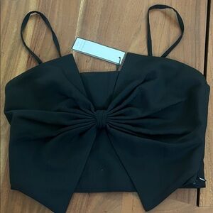 Chic Black Bow Front Crop Top